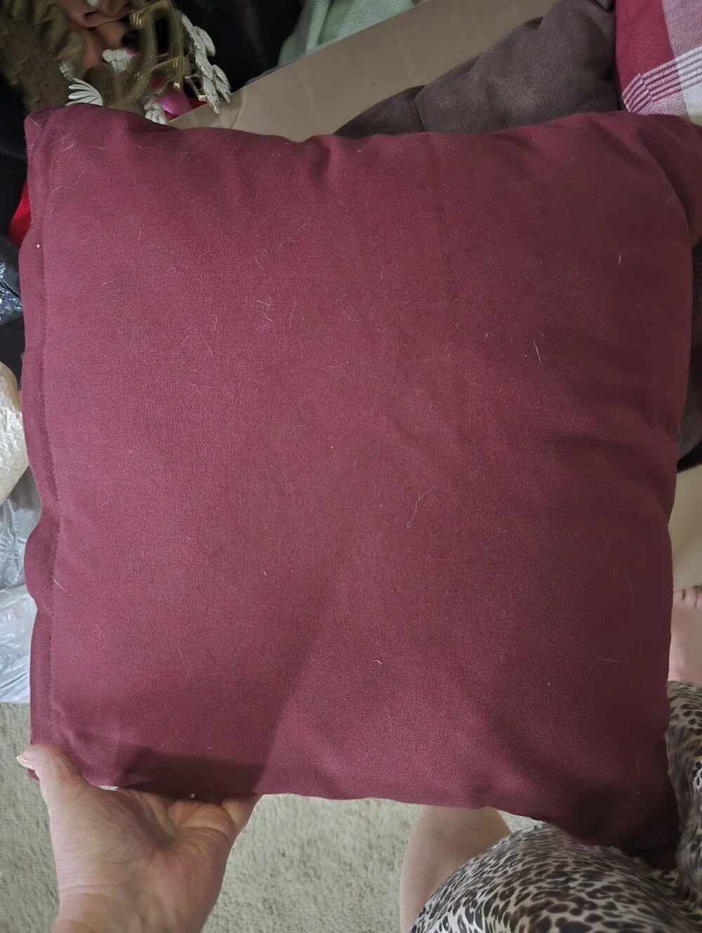 Burgandy And Beige Decorative Pillows